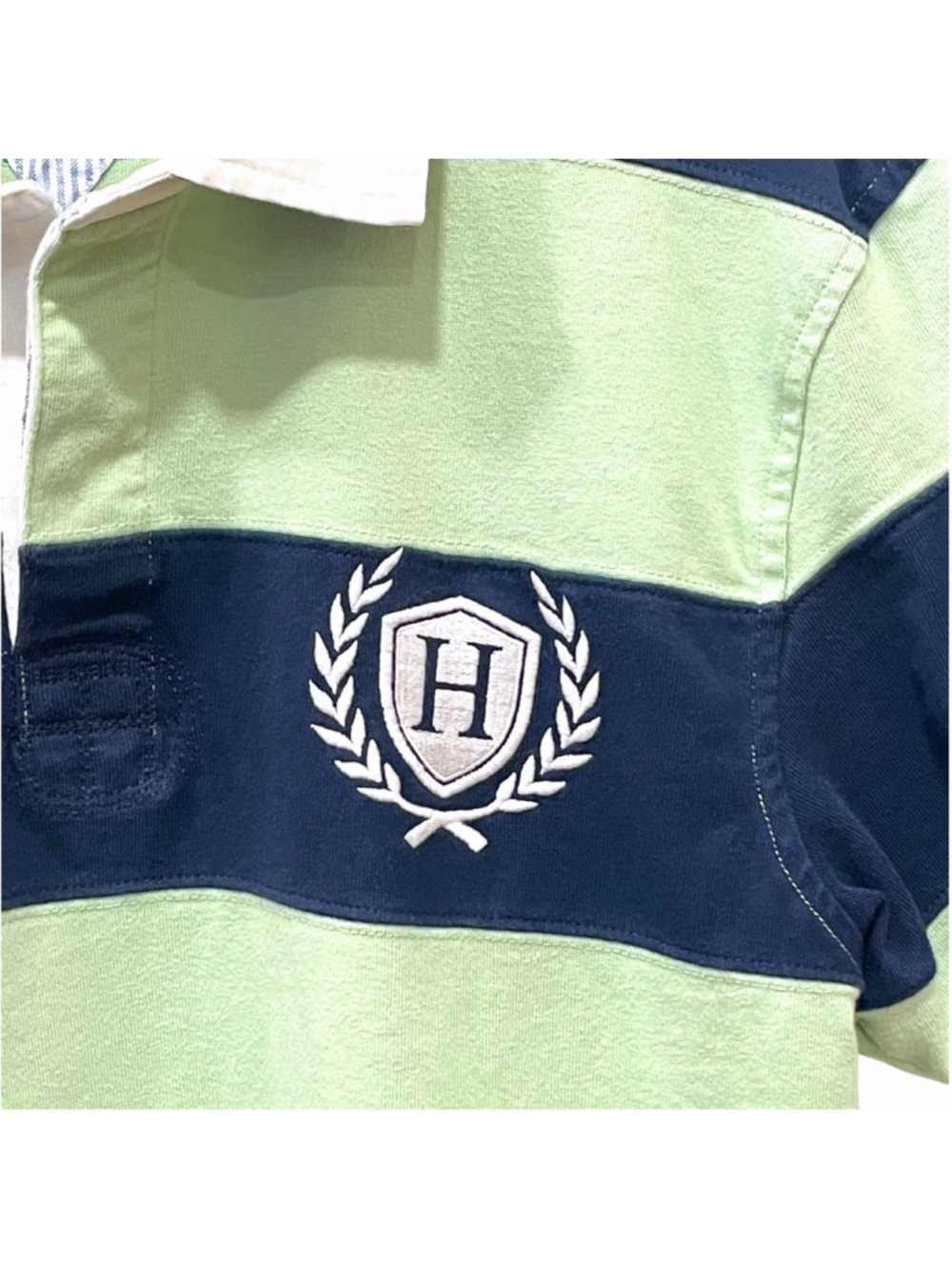 Tommy Hilfiger Boys Size Large Polo Shirt Striped Embroidered Rugby Y2K #8 - Picture 3 of 15